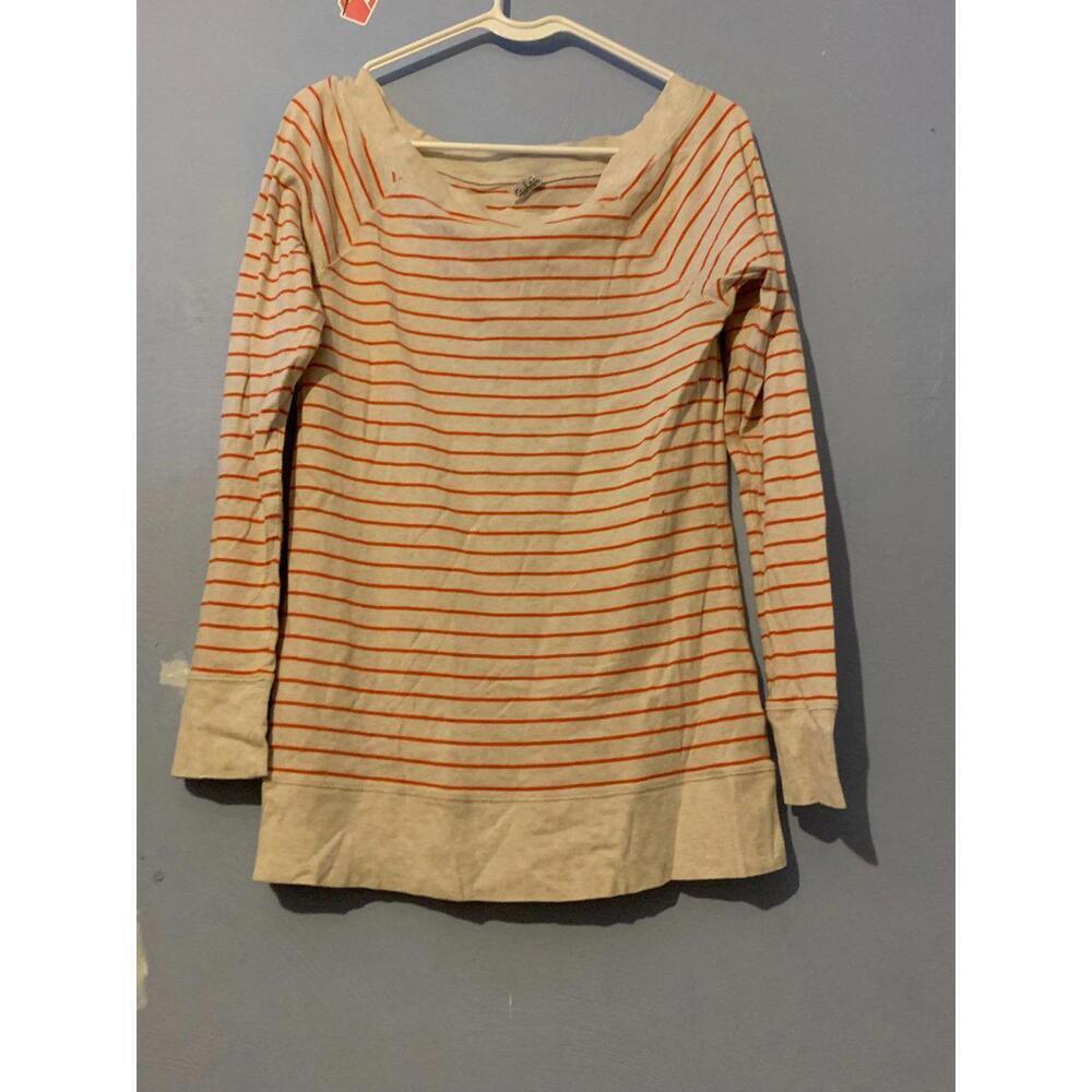 Small Petite Old Navy Orange & White Long Sleeve Top​​​